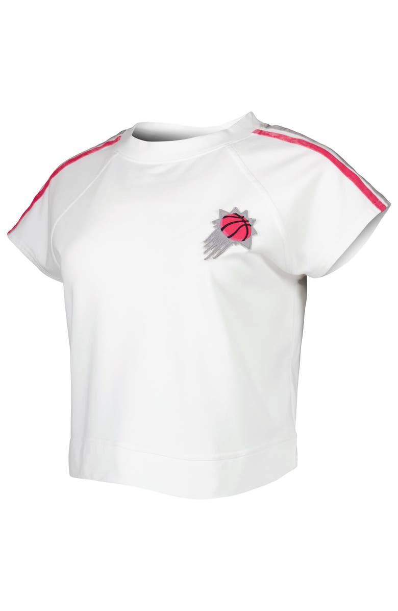 LUSSO Women's Lusso White Phoenix Suns Margot Cropped Tri-Blend Cap Sleeve Sweatshirt, Alternate, color, White