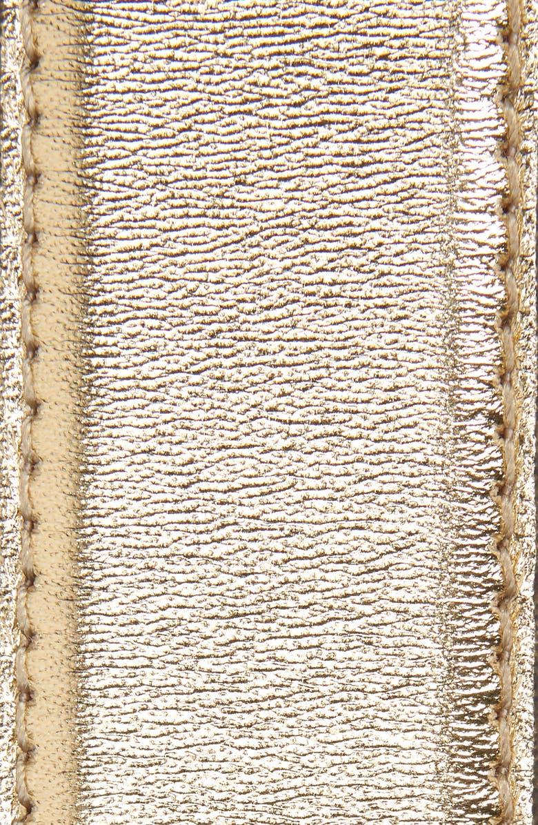 Moschino Jeweled Logo Plaque Metallic Leather Belt, Alternate, color,