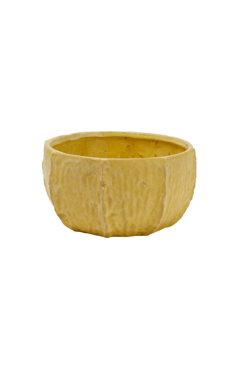 Storied Home Stoneware Planter with Organically Shaped Detail, Main, color, Yellow