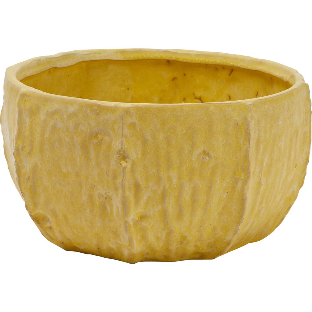 Storied Home Stoneware Planter With Organically Shaped Detail In Yellow