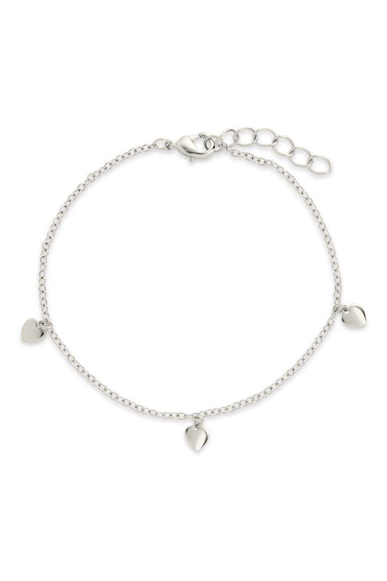 Farrah Flat Heart Station Chain Bracelet, Main, color, SILVER