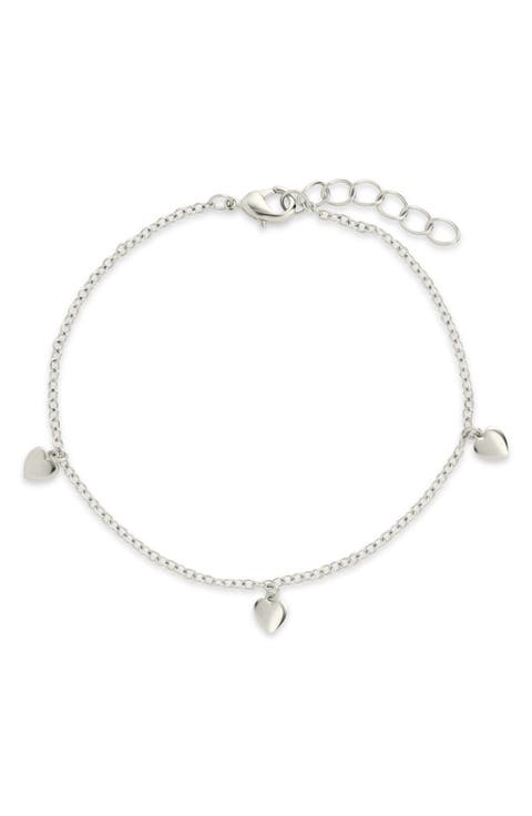Farrah Flat Heart Station Chain Bracelet