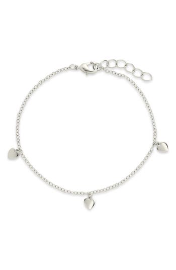 Sterling Forever Farrah Flat Heart Station Chain Bracelet In Silver
