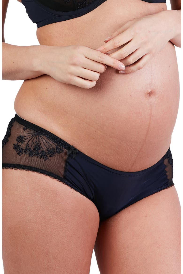 Louise Embroidered Maternity Shorts, Main, color, MARINE
