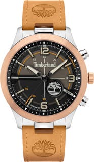 Timberland Sullivan Leather Strap Watch, 44mm