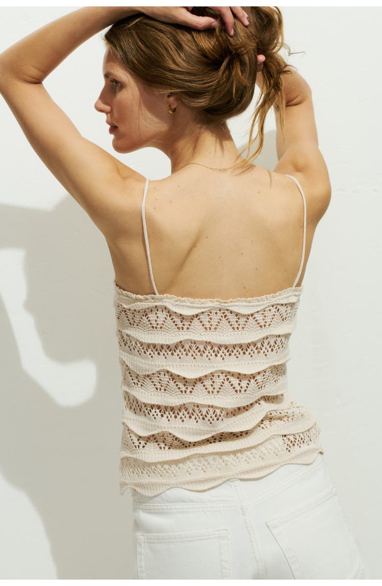 H&M Pointelle-knit Strappy Top, Alternate, color, Light Beige