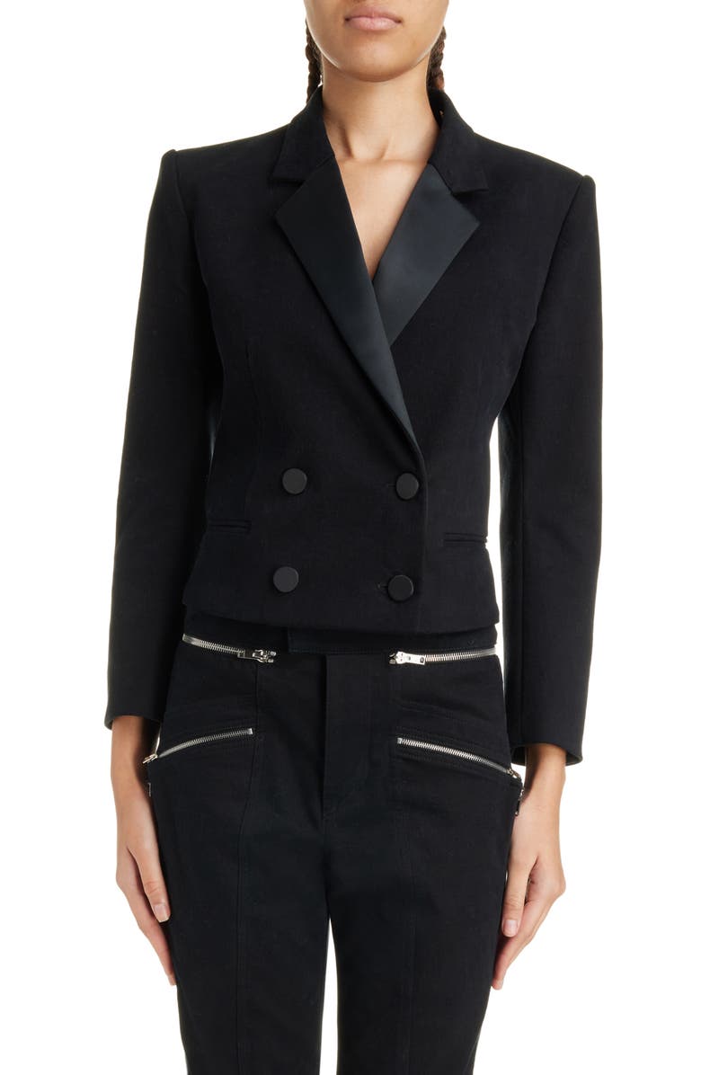 Isabel Marant Hasta Cotton Blend Crop Tuxedo Jacket, Main, color, 