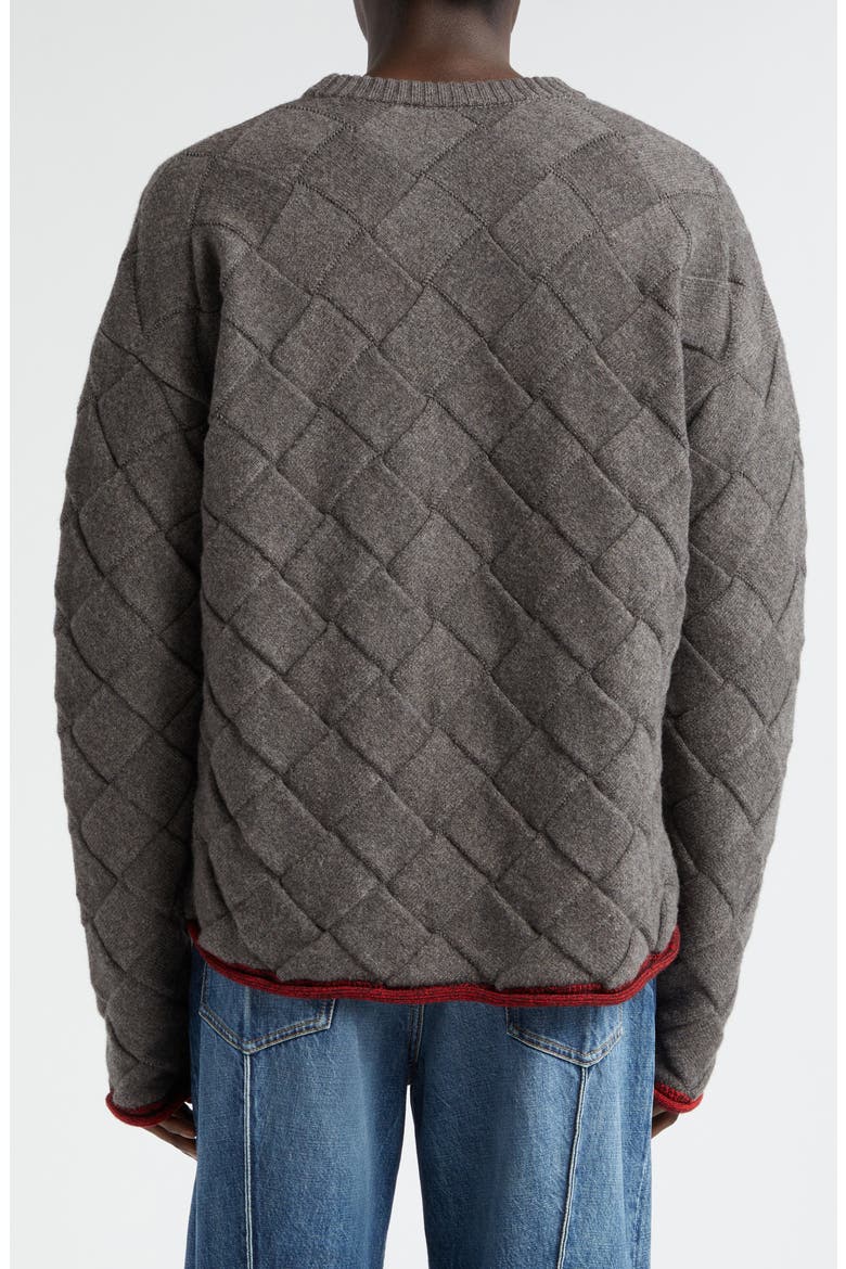 Intrecciato 3D Knit Wool Blend Crewneck Sweater, Alternate, color, GREY MELANGE