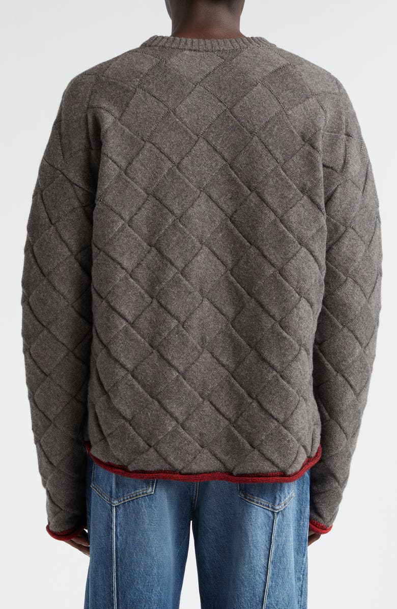 Bottega Veneta Intrecciato 3D Knit Wool Blend Crewneck Sweater, Alternate, color, Grey Melange