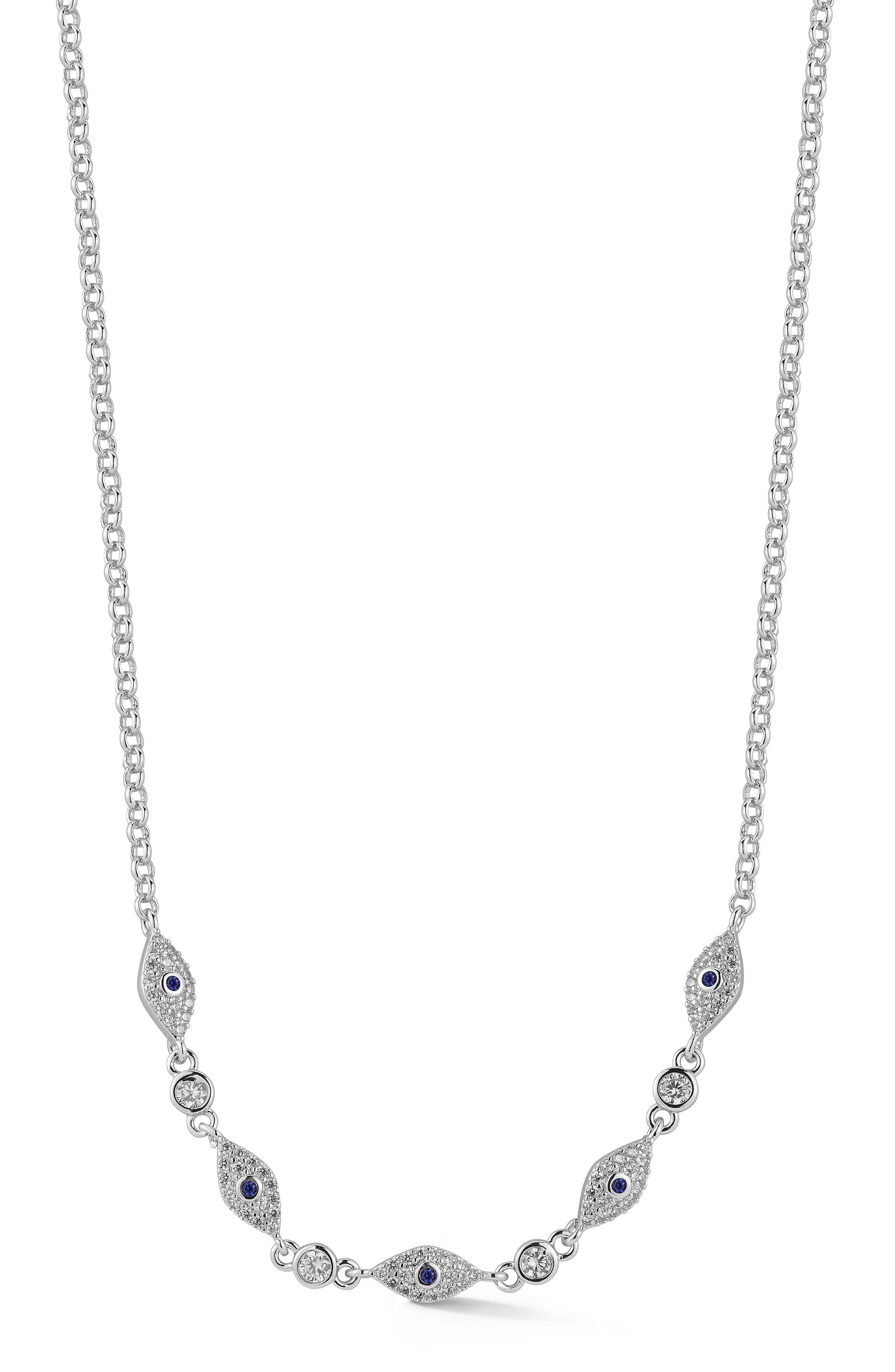 CHLOE AND MADISON Cubic Zirconia Evil Eye Necklace