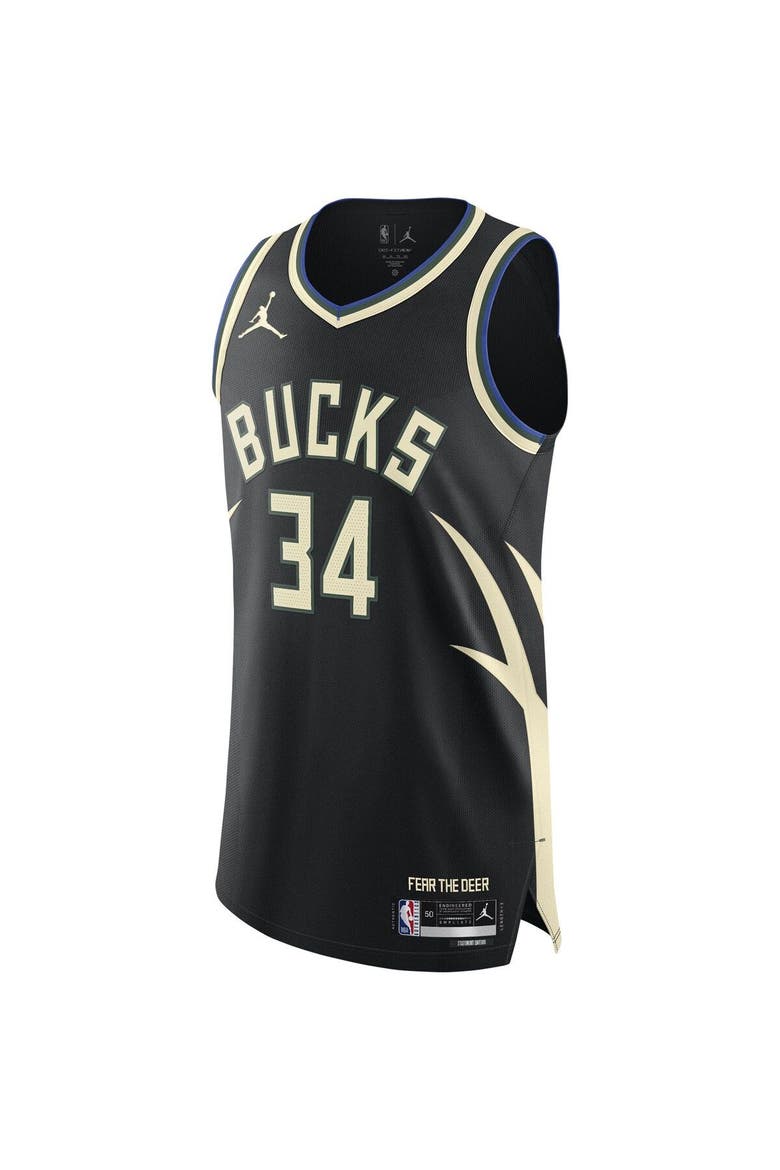 Men's Jordan Brand Giannis Antetokounmpo Black Milwaukee Bucks Authentic Player Jersey - Statement Edition, Alternate, color, Black