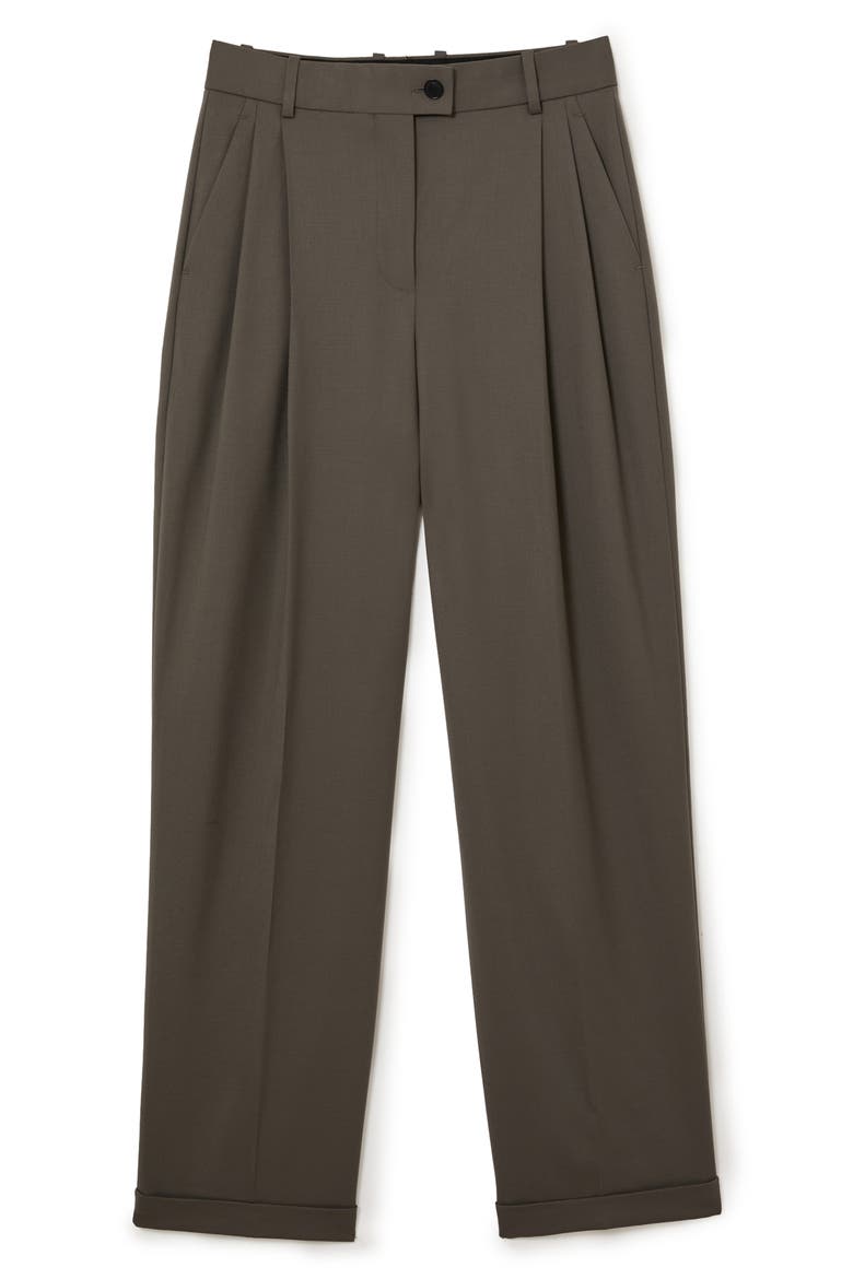 Leisel Pleated Wide Leg Wool Blend Trousers, Alternate, color, SAGE GREEN