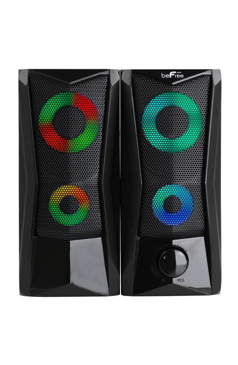 Befree Sound Computer Gaming Speakers with Color LED RGB Lights, Main, color, Black