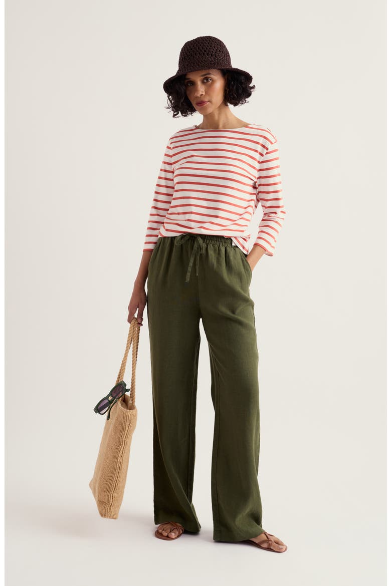 Sailor Stripe Three Quarter Sleeve Organic Cotton T-Shirt, Alternate, color, BRETON CARNELIAN