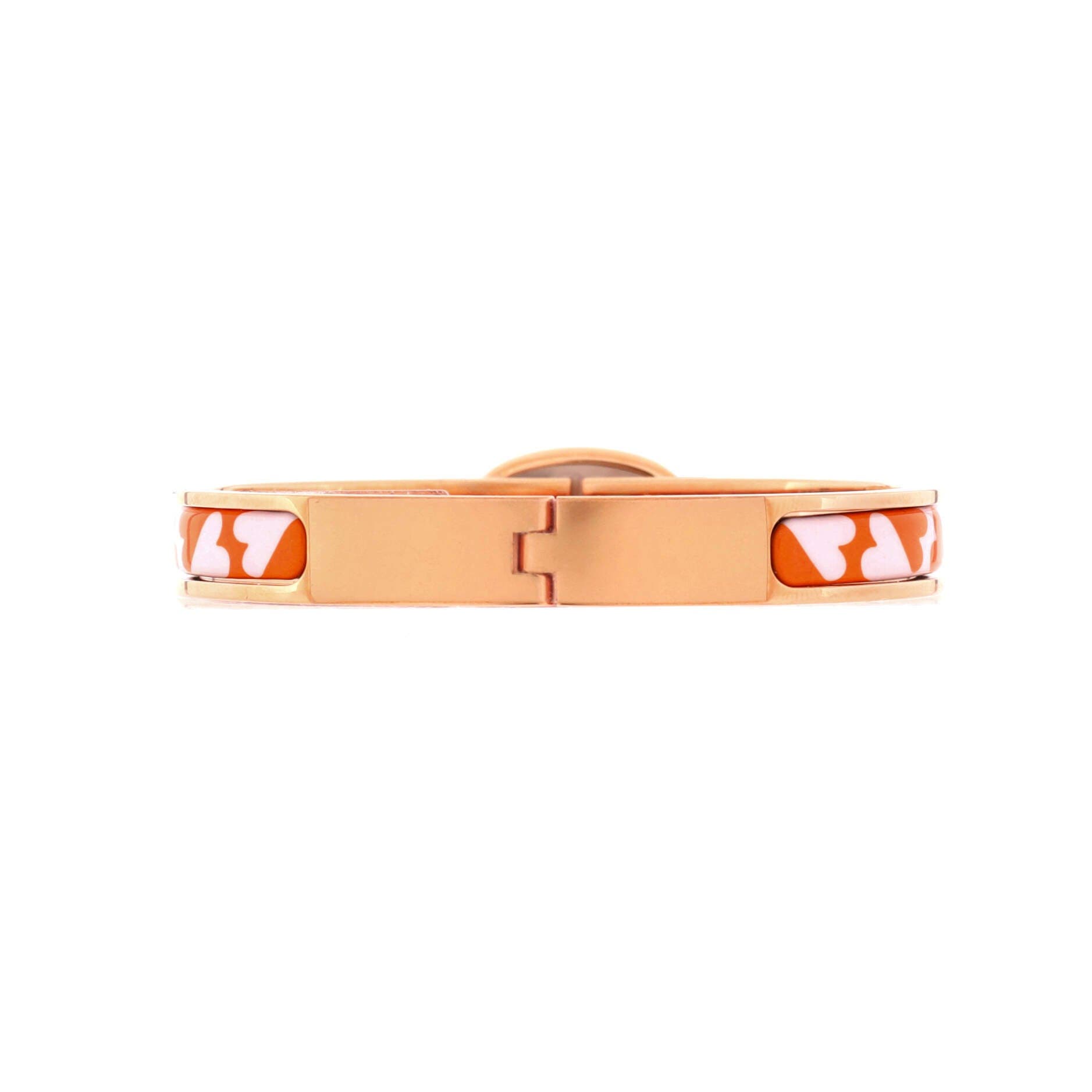 Pre-Owned Hermes Mini Clic Chaine d'Ancre Bracelet Metal and Printed Enamel, Alternate, color, Orange