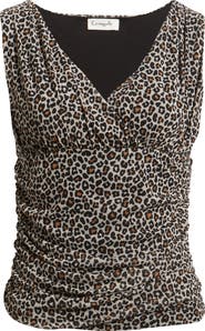 Loveappella Ruched Empire Waist Sleeveless Top