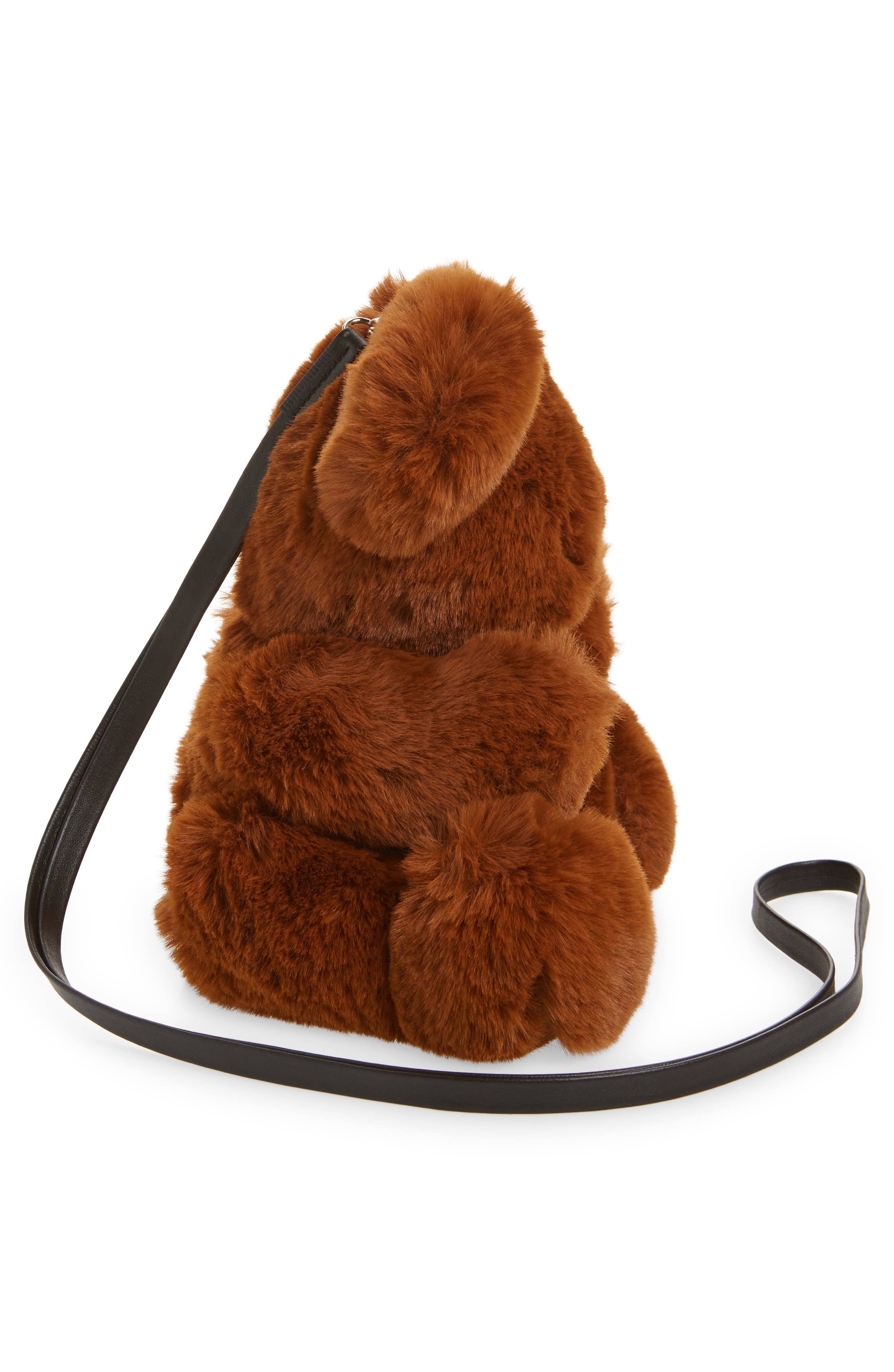 MELITTA BAUMEISTER Teddy Tote, Alternate, color, Brown Faux Fur / Light Nylon