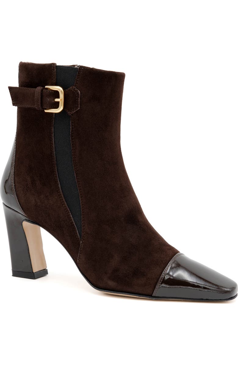 Amalfi by Rangoni Feroce Cap Toe Bootie, Main, color, Ebony Cashmere T Moro Vernice