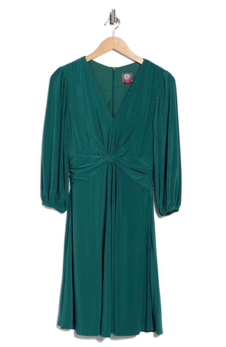 Vince Camuto Twist Front Balloon Sleeve Fit & Flare Dress, Alternate, color, Green