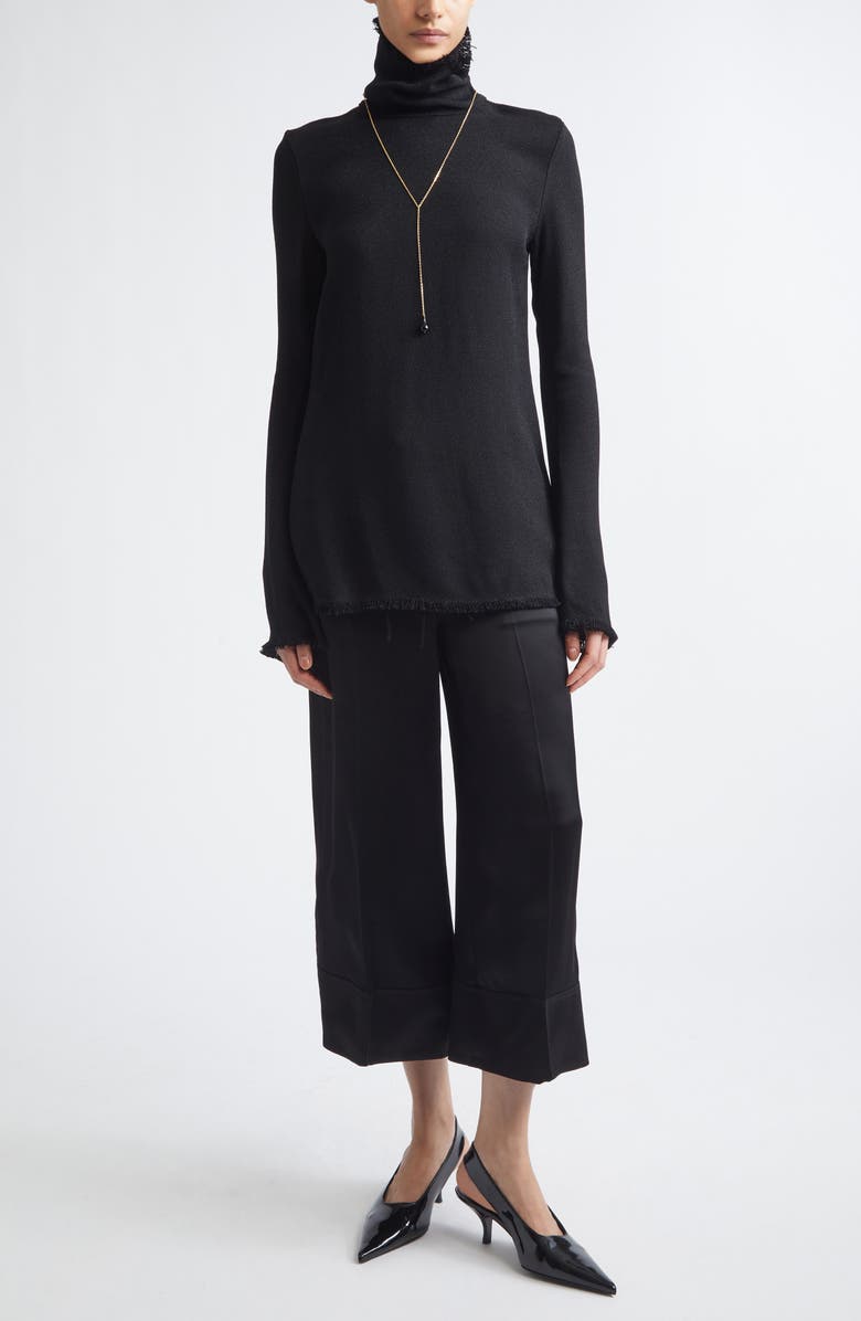 TOTEME Slim Fit Fray Edge Top, Alternate, color, Black