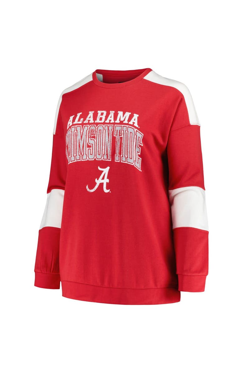 PROFILE Women's Profile Crimson Alabama Crimson Tide Plus Size Striped Pullover Sweatshirt, Alternate, color, Crimson