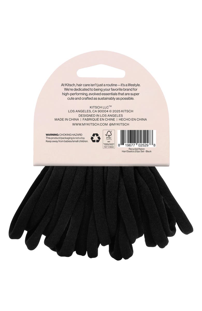 Kitsch Recycled Nylon 20-Pack Ponytail Holders, Alternate, color, Black