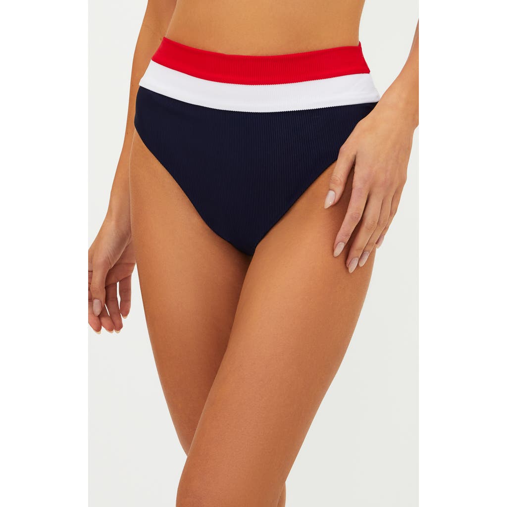 Beach Riot Heidi Colorblock High Waist Rib Bikini Bottoms
