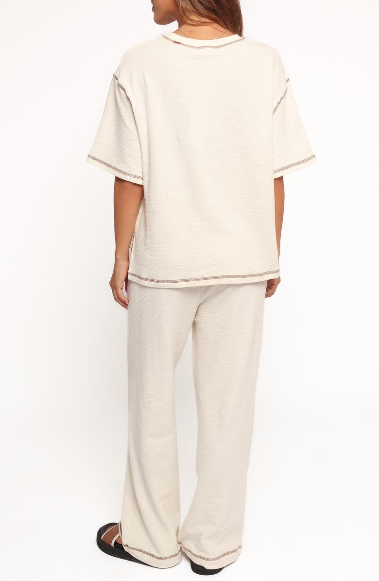 Petal & Pup Angler Short Sleeve Sweatshirt & Pants Set, Alternate, color, Cream