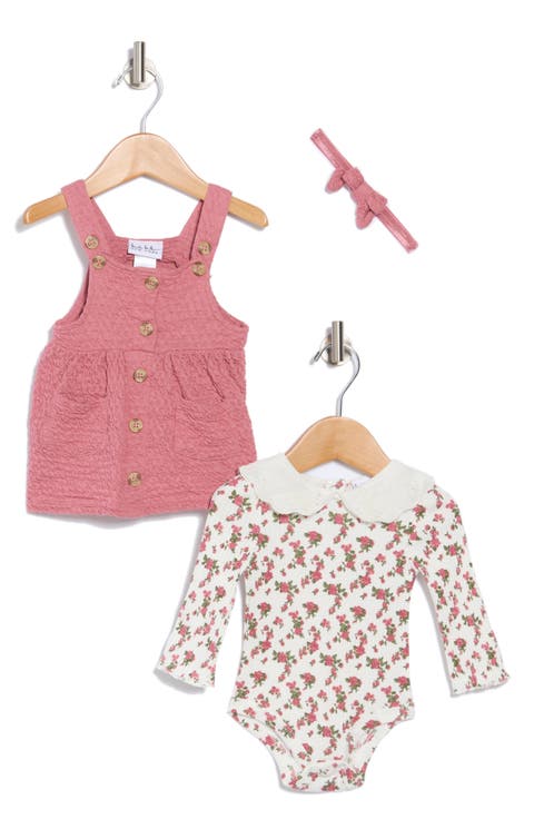 Floral Bodysuit, Crinkle Dress & Headband Set (Baby)