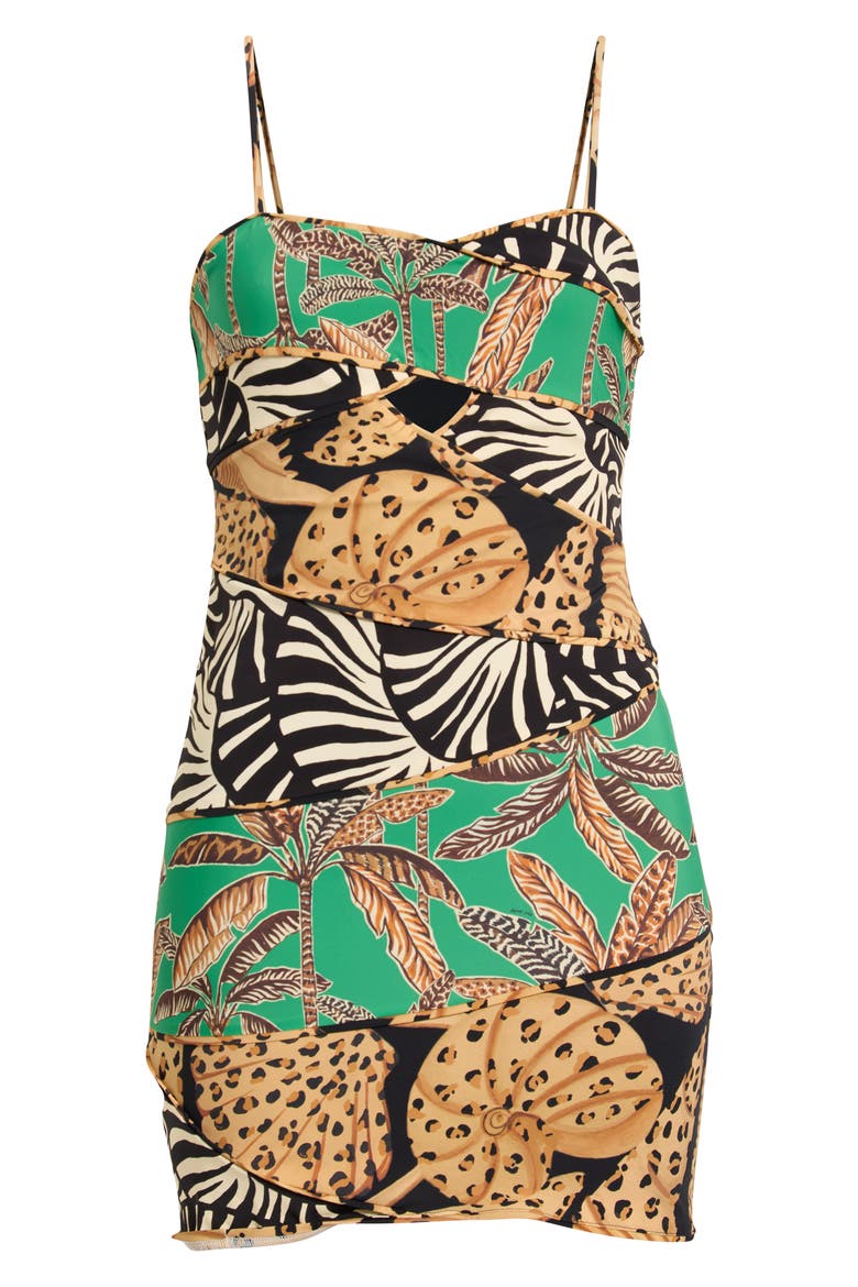 Mixed Print Minidress, Alternate, color, BLACK MULTI