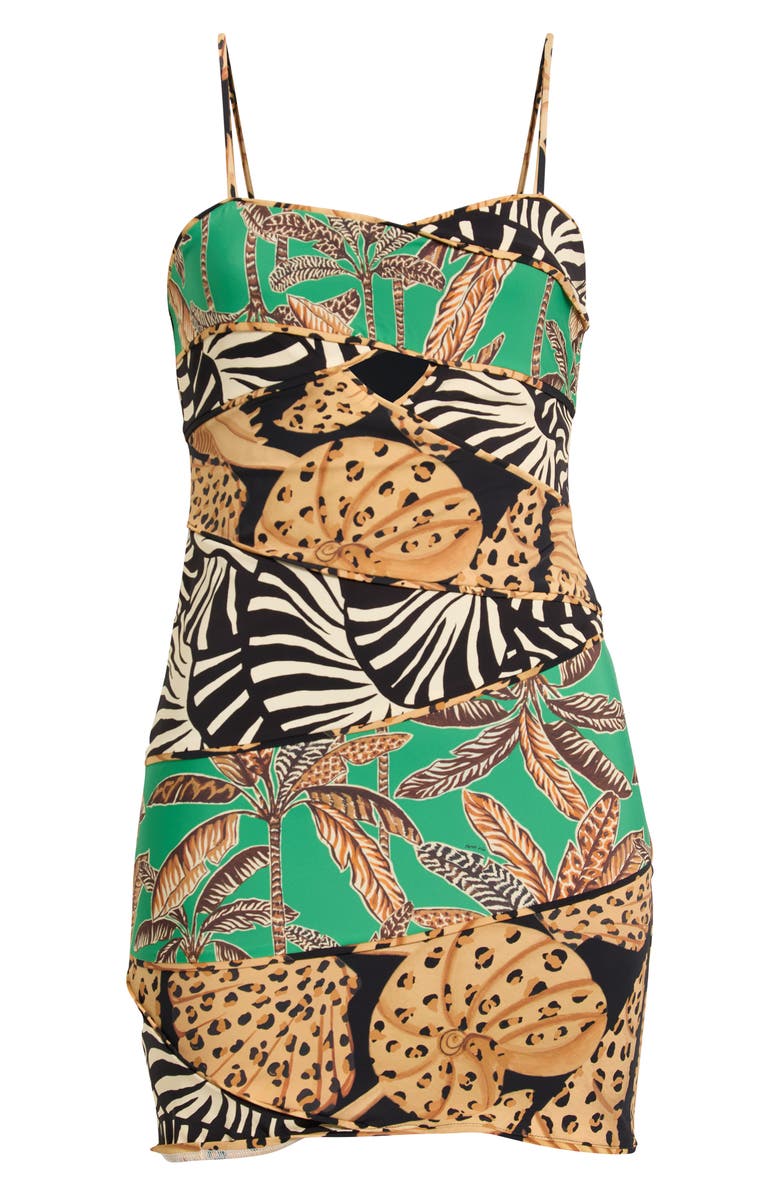 FARM Rio Mixed Print Minidress, Alternate, color, Black Multi