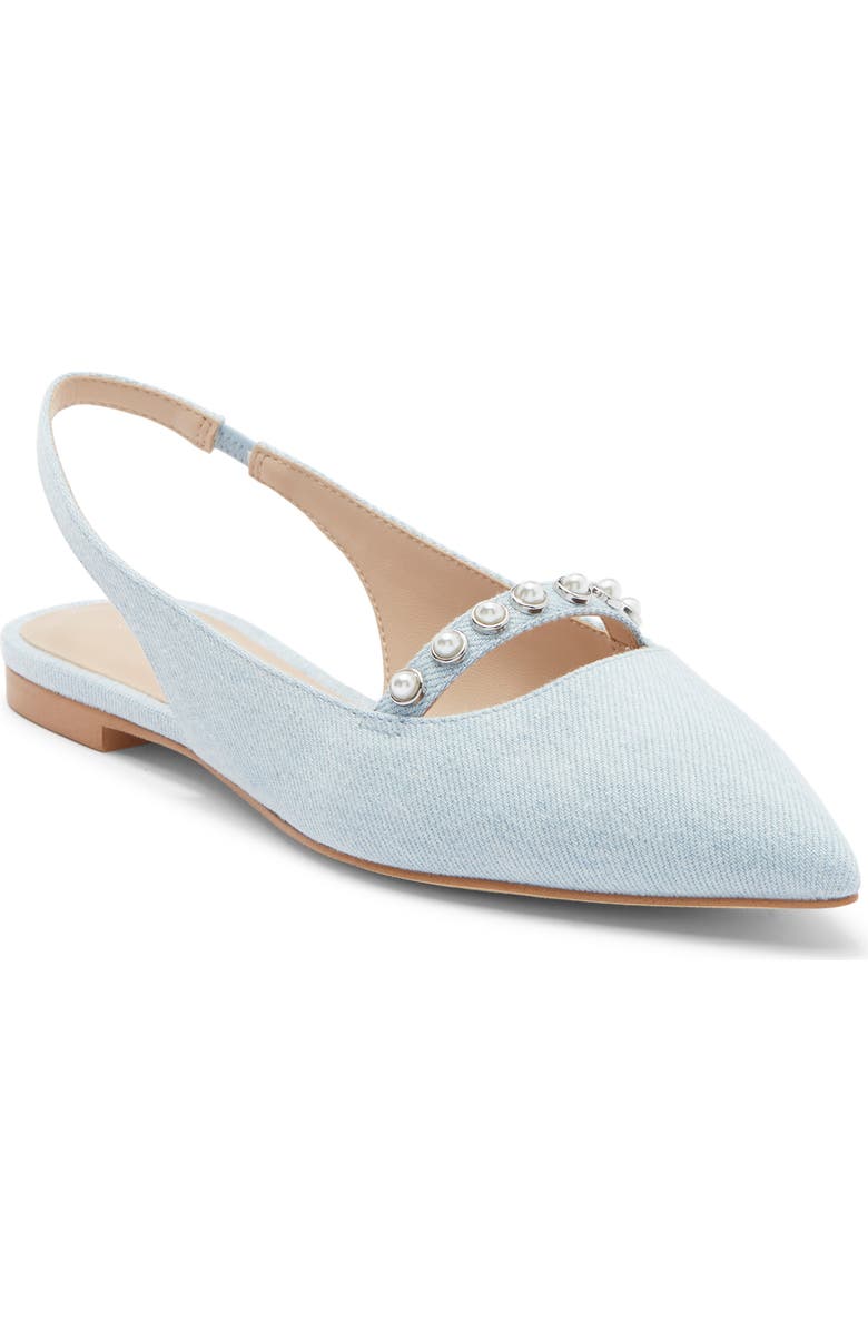 Stuart Weitzman Faux Pearl Slingback Pump, Main, color, Light Blue