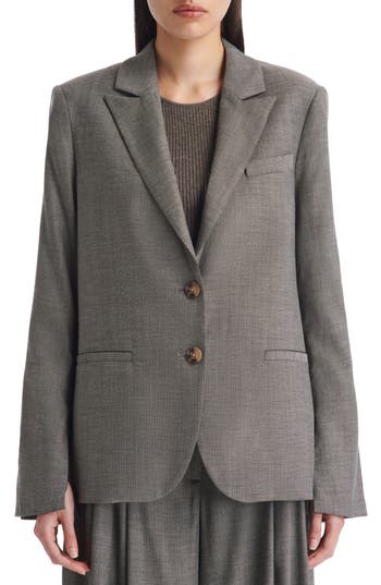 Twp Boyfriend Zipper Twill Wool Blazer In Brown