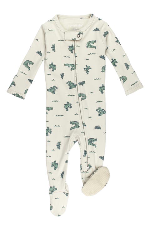 Print Organic Cotton Two-Way Zip Footie (Baby)