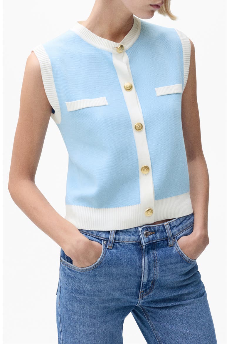 Knit Waistcoat, Main, color, TURQUOISE