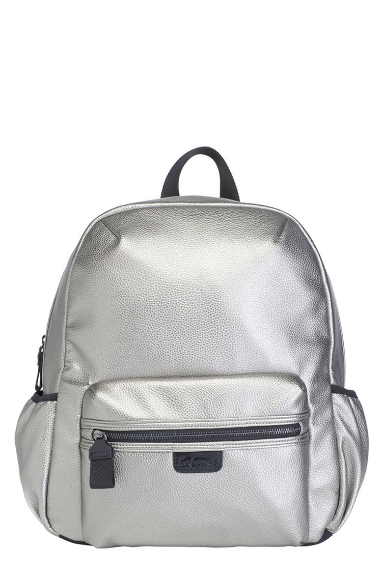 Luna Faux Leather Diaper Bag, Main, color, PEWTER