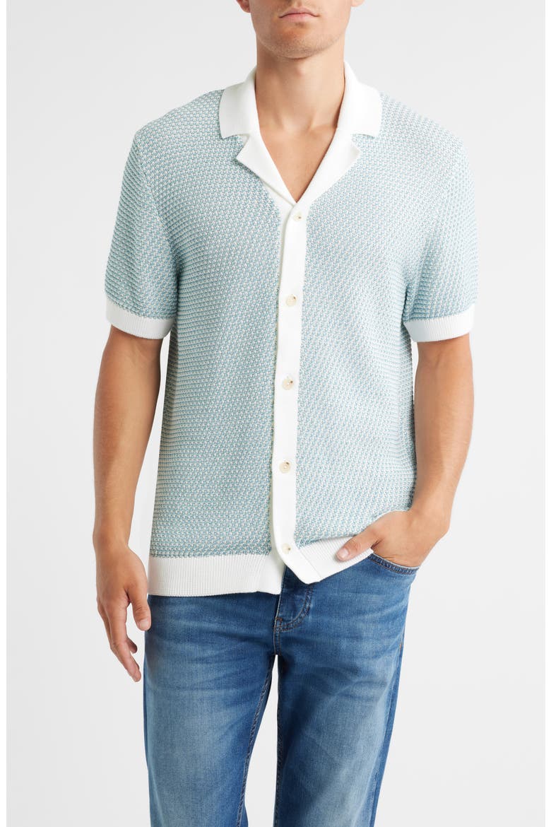 Iconico Texture Knit Camp Shirt, Main, color, LIGHT/ PASTEL BLUE