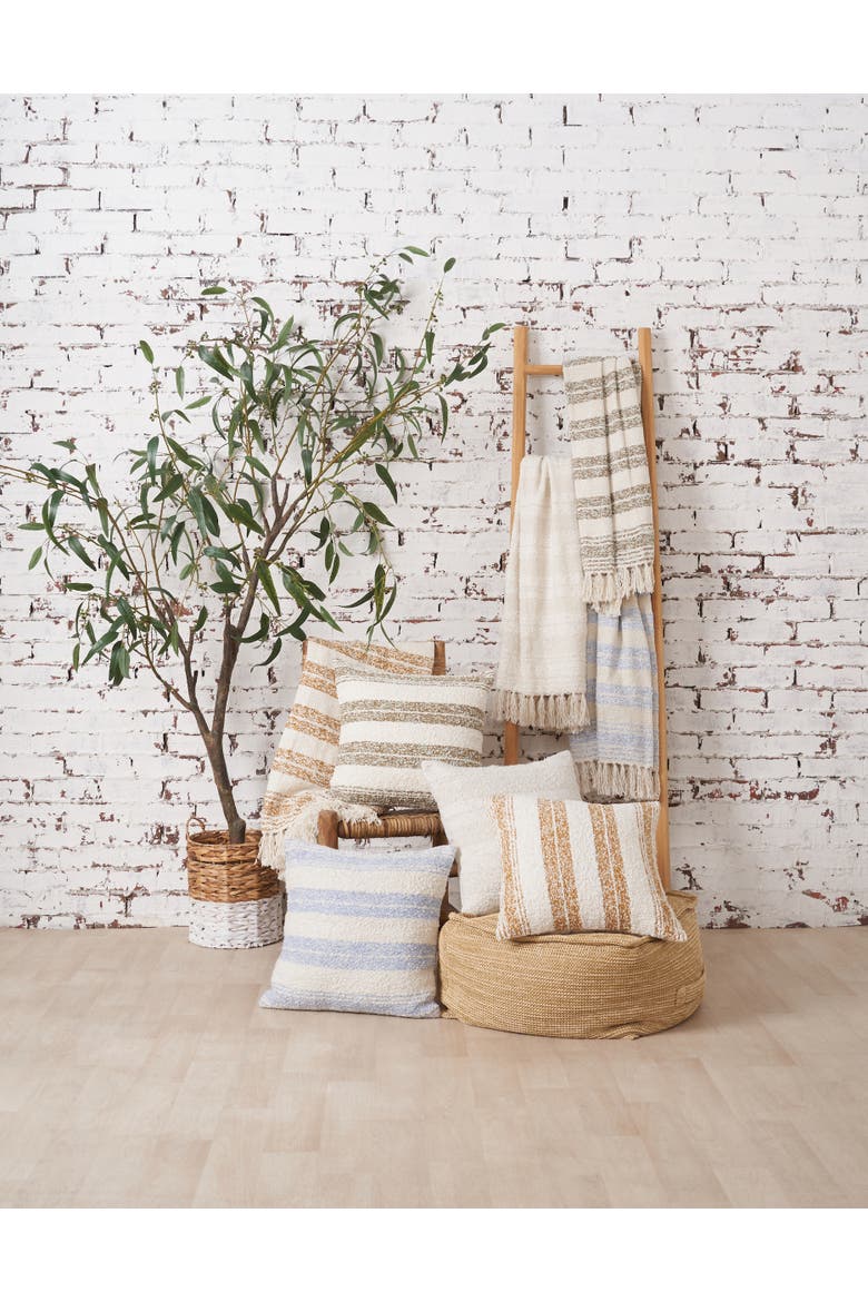 Duke Melange Tasseled Striped Blanket, Alternate, color, Blue
