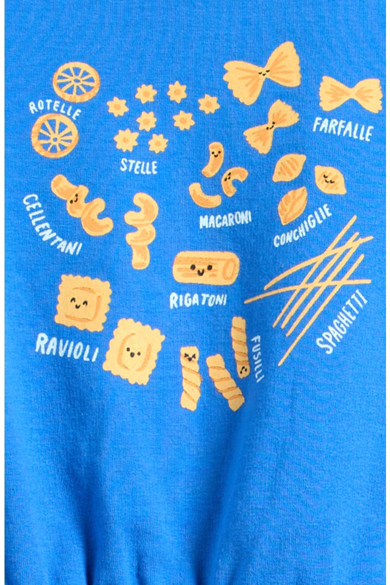 Graphic Sweatshirt & Pintuck Shorts, Alternate, color, BLUE PALACE ENDLESS PASTA