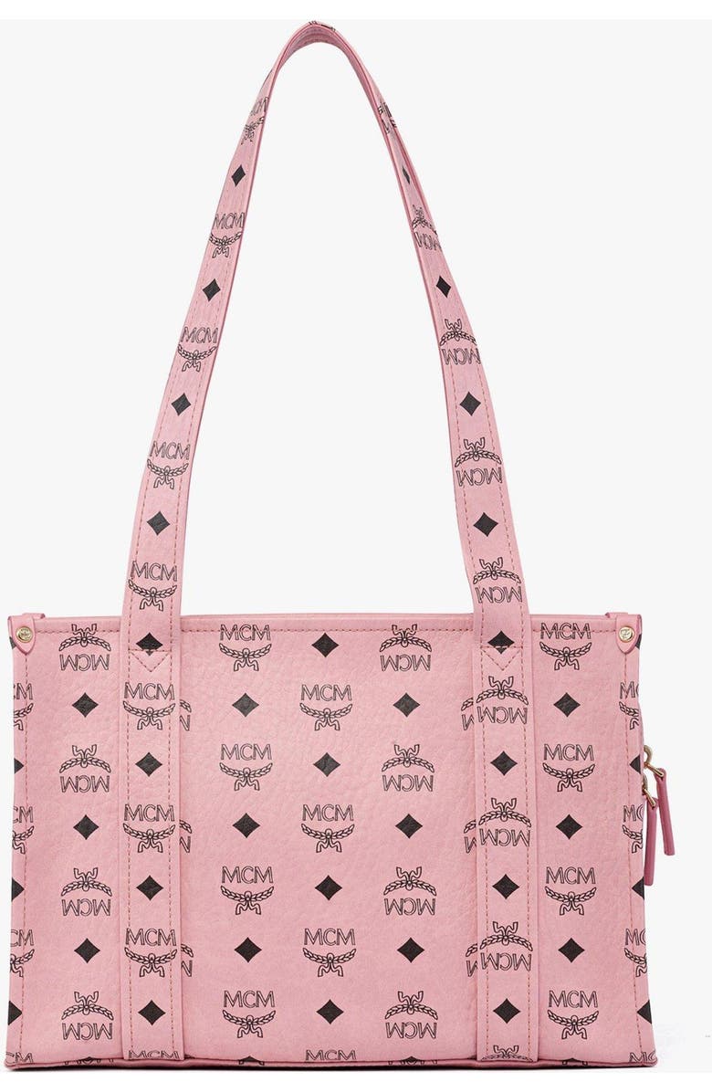 MCM Aren School Bag Tote in Visetos, Alternate, color, Soft Pink