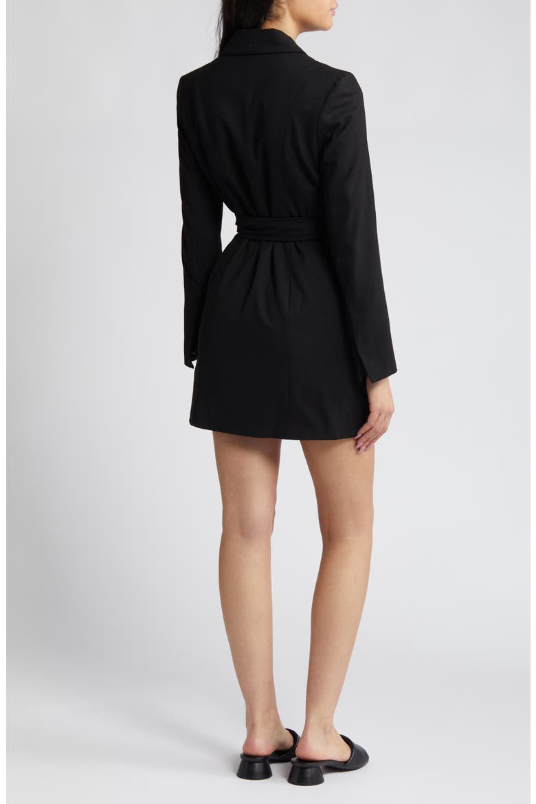 Long Sleeve Blazer Minidress, Alternate, color, BLACK