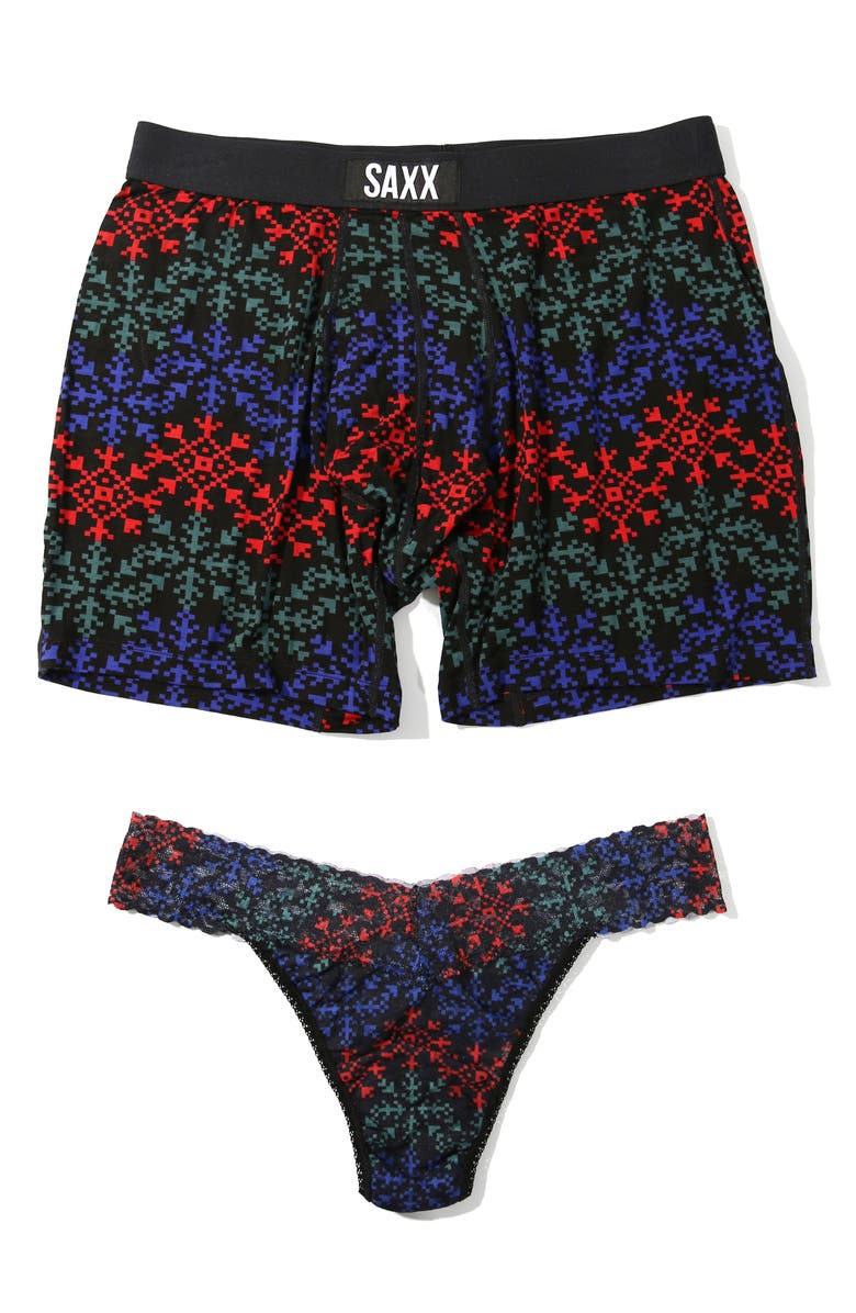 Hanky Panky x Saxx Boxer Briefs & Thong Set Gift Box, Main, color, 