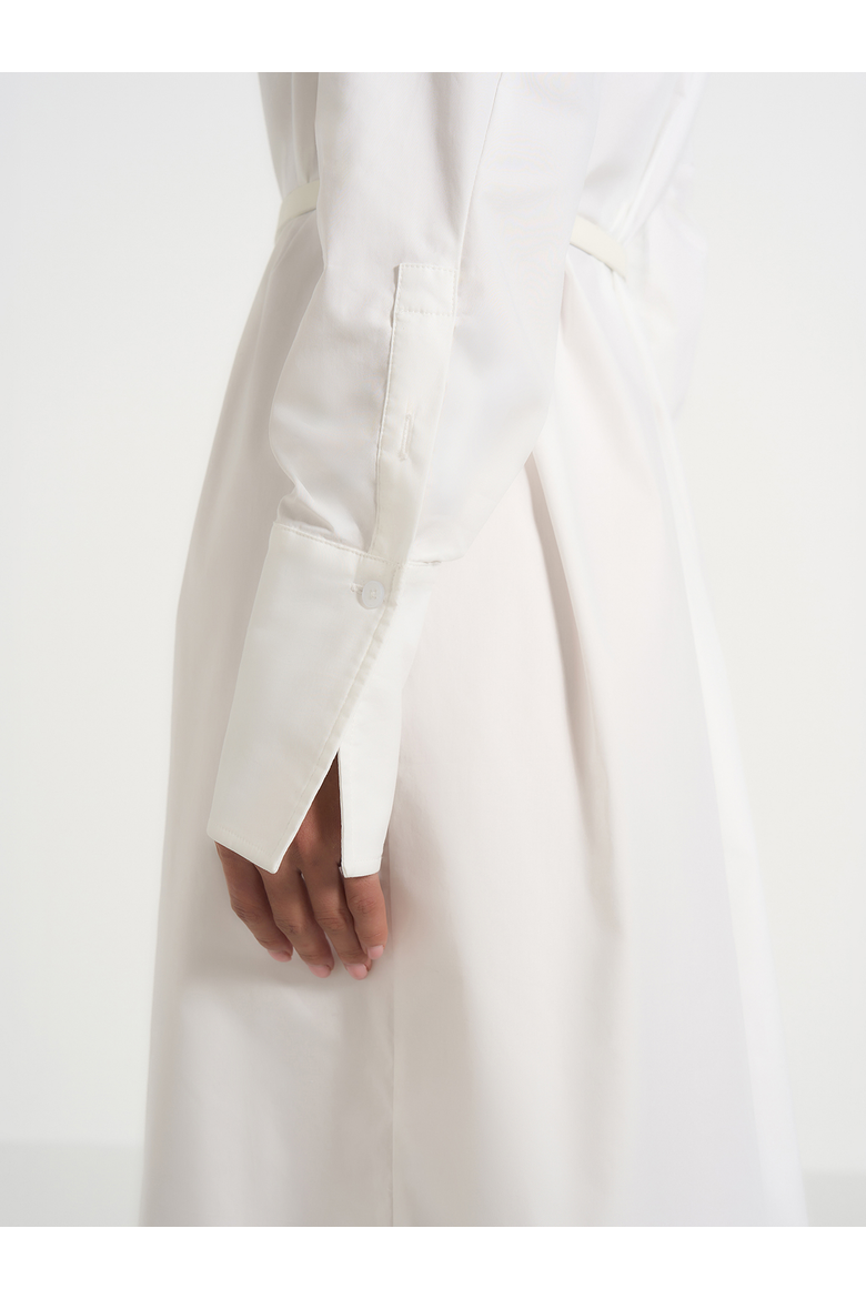 Isa Belted Cotton Midi Shirt Dress, Alternate, color, White