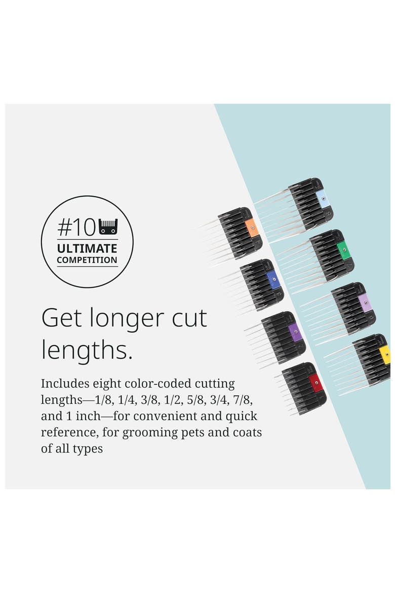 Stainless steel clipper guide comb set for dog, cat, and animal grooming, Alternate, color, Black