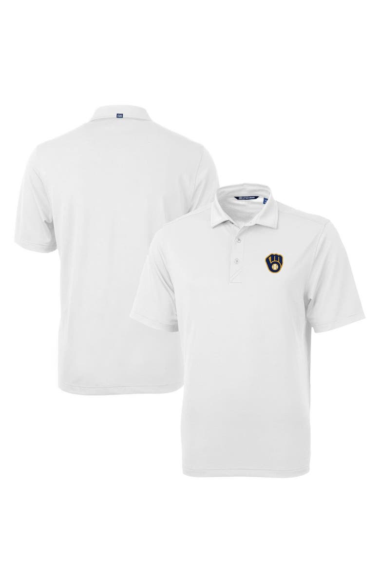 Cutter & Buck Men's Cutter & Buck  White Milwaukee Brewers Virtue Eco Pique Recycled Polo, Main, color, 