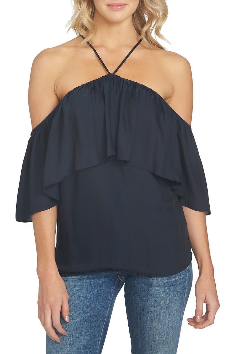 1.STATE 1. STATE Halter Neck Ruffle Blouse, Main, color,