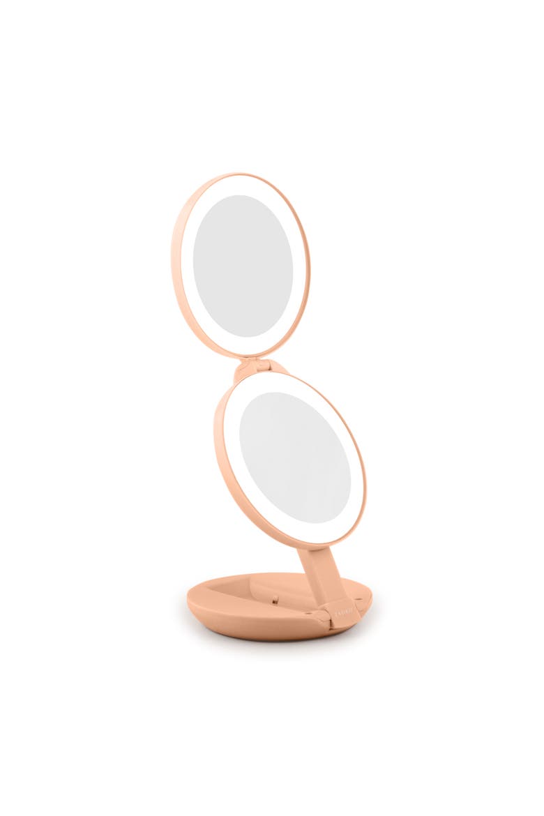 Lighted Travel Mirror with Magnification & Folding-to-Compact, Alternate, color, Peach