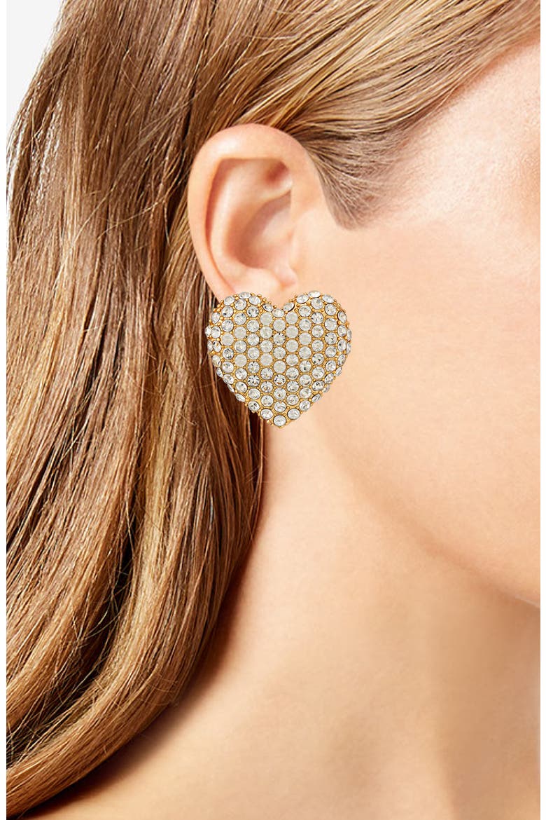 Crystal Heart Stud Earrings, Alternate, color, GOLD
