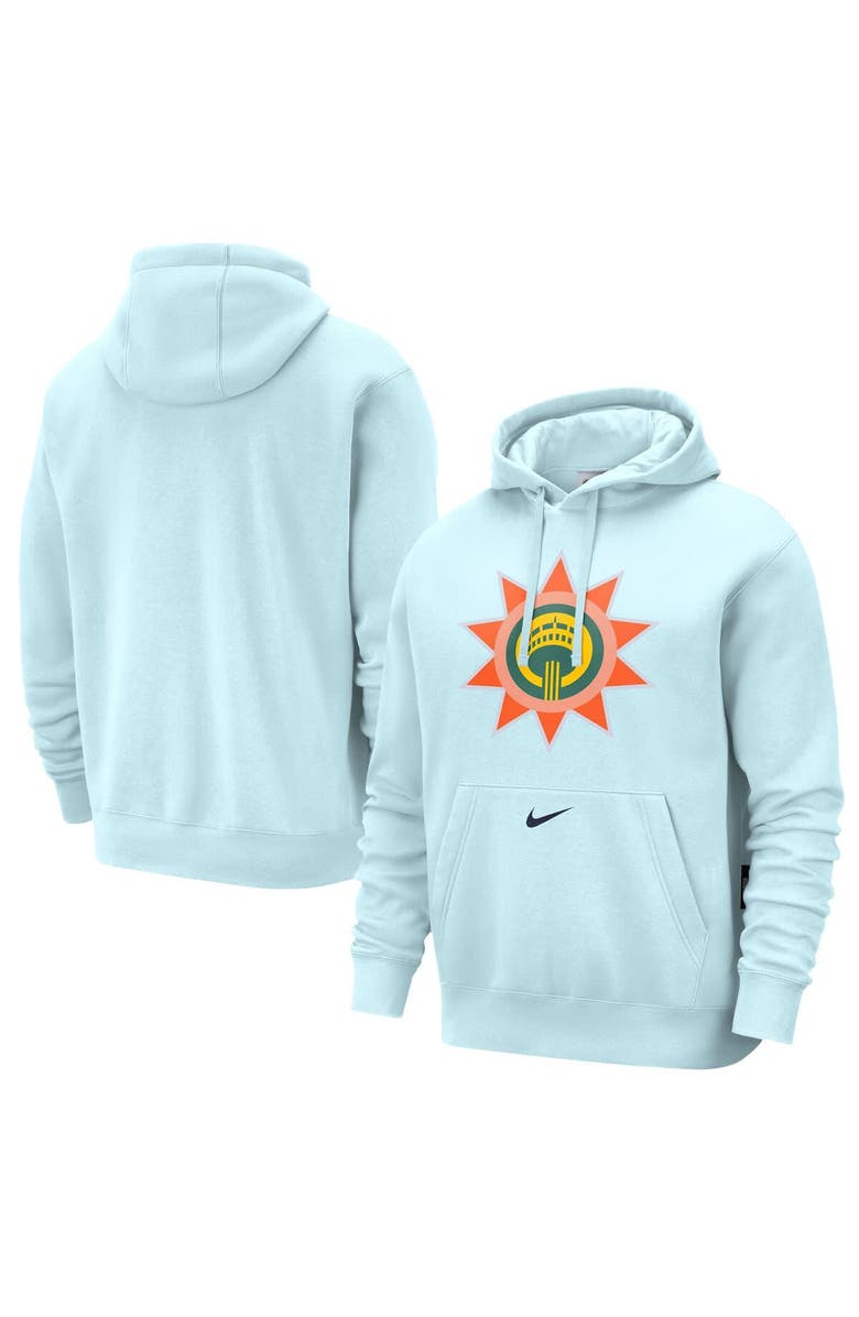 Nike Men's Nike Light Blue San Antonio Spurs 2024/25 City Edition Essential Club Pullover Hoodie, Main, color,