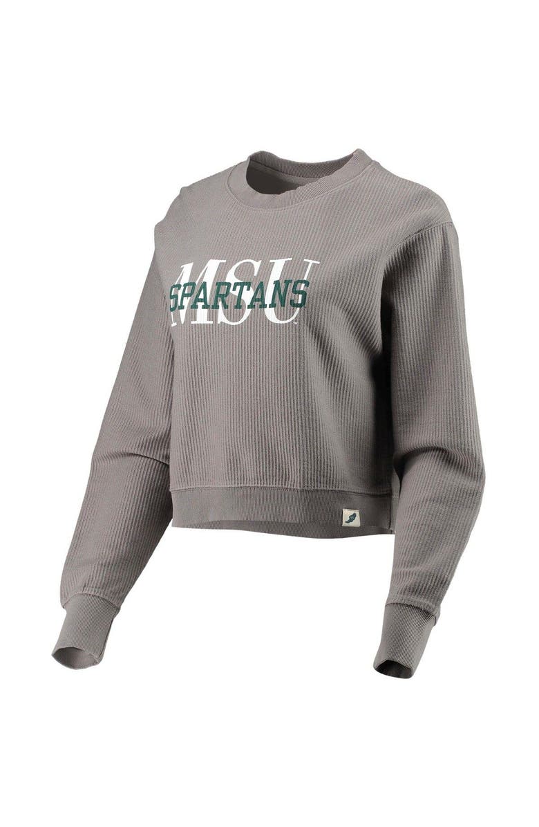 LEAGUE COLLEGIATE WEAR Women's League Collegiate Wear Brown Michigan State Spartans Classic Corded Timber Crop Pullover Sweatshirt, Alternate, color, Brown